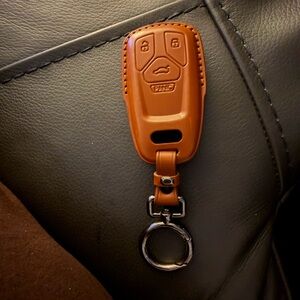 Brown Leather Car Key Fob Cover